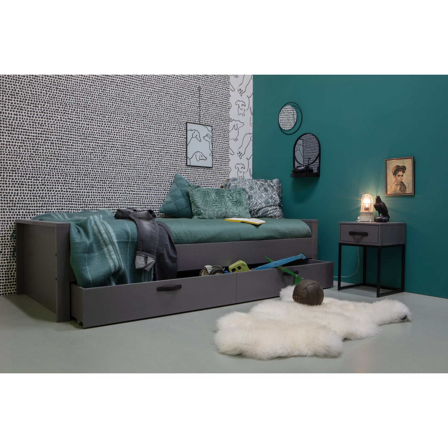 Morris Bed Grenen Leem 90x200cm Excl Lattenbodem [fsc]