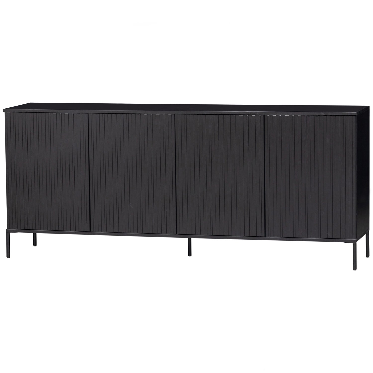 New Gravure Dressoir 200 Cm Grenen Zwart [fsc]