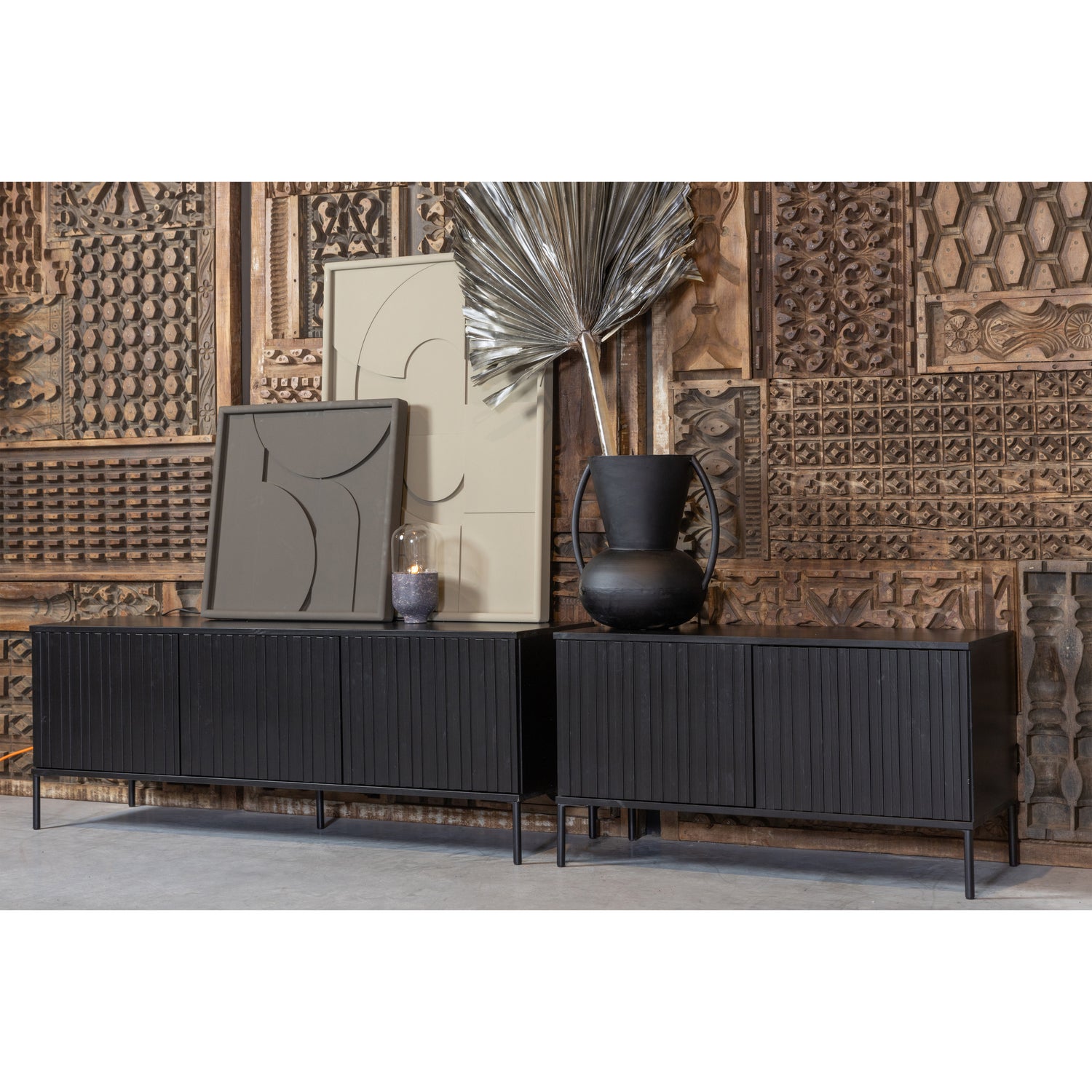 New Gravure Tv Meubel 150 Cm Grenen Zwart [fsc]