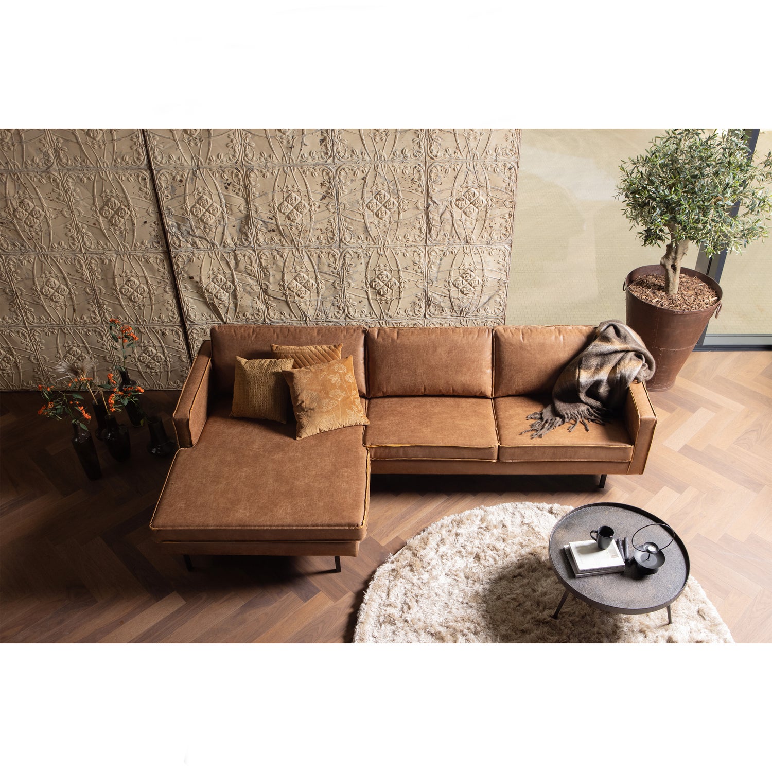 Rodeo Chaise Longue Links Cognac
