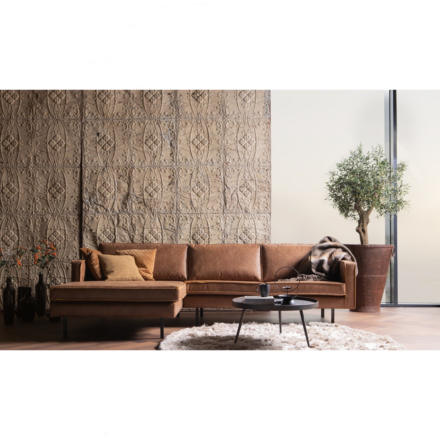 Rodeo Chaise Longue Links Cognac
