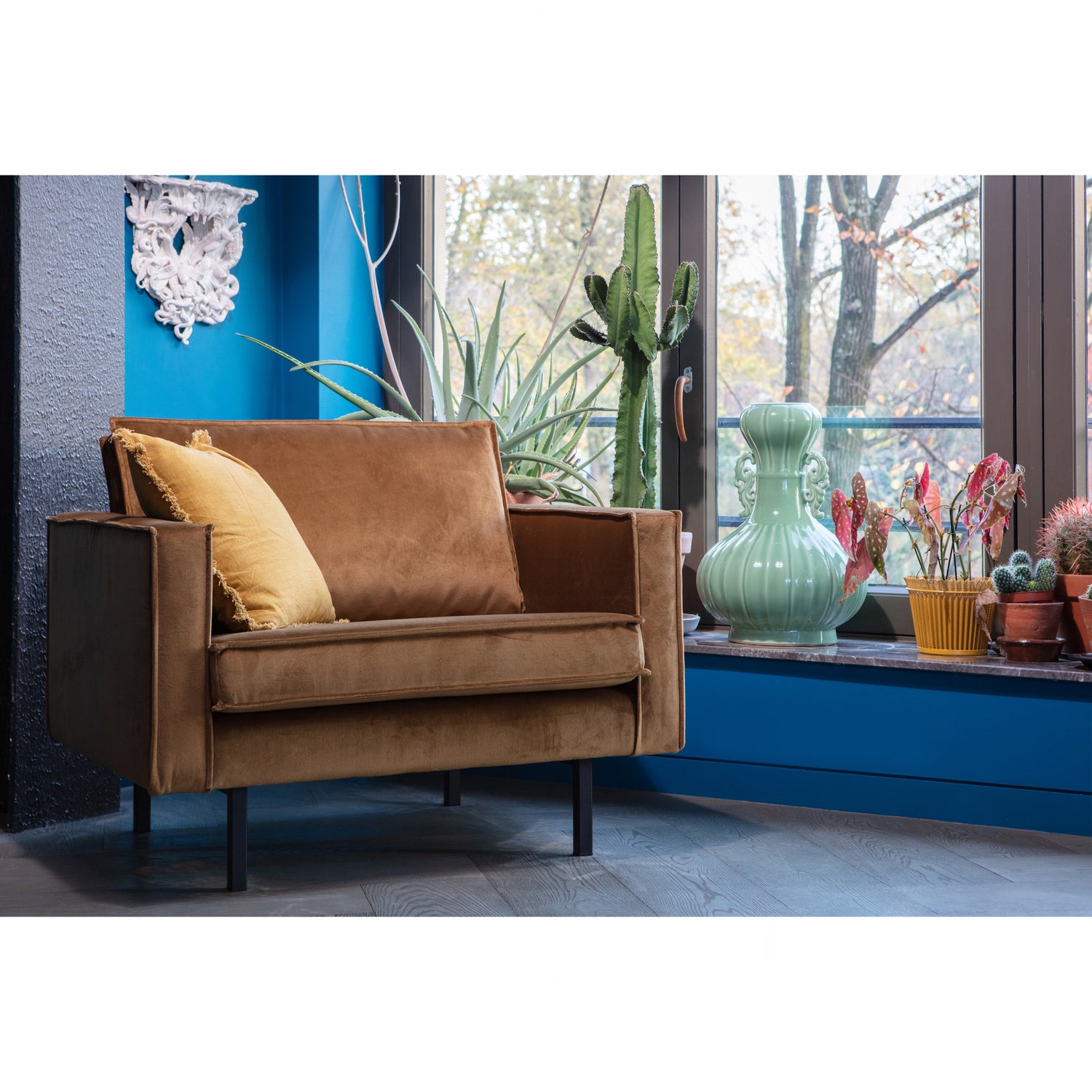 Rodeo Fauteuil Velvet Honing Geel