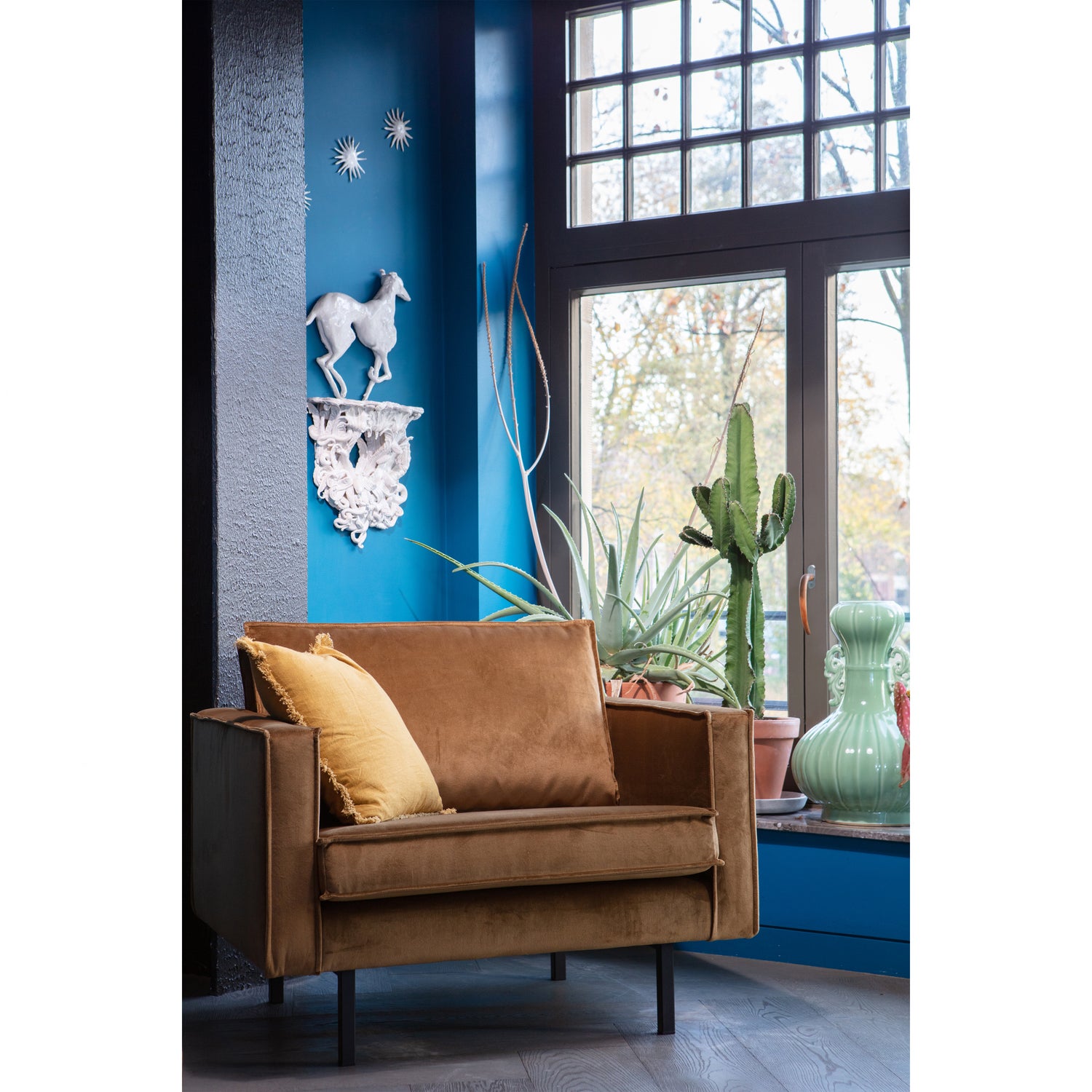 Rodeo Fauteuil Velvet Honing Geel