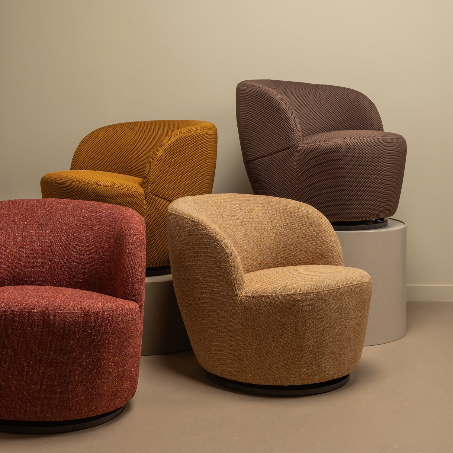 SERRA DRAAIFAUTEUIL MELANGE STOF CURRY
