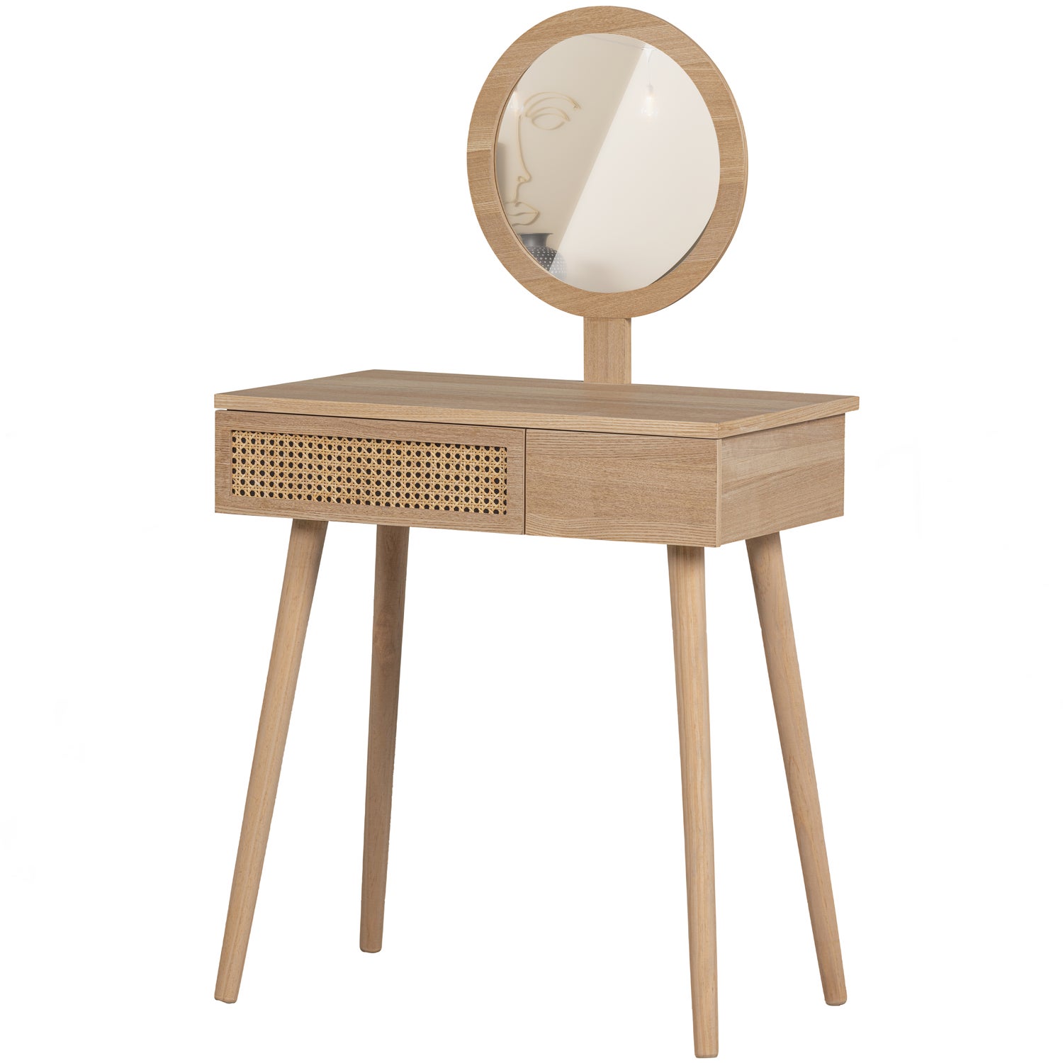 SOOF HAL/KAPTAFEL HOUT NATUREL
