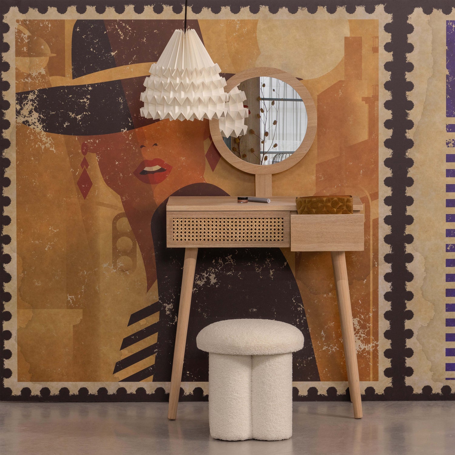 SOOF HAL/KAPTAFEL HOUT NATUREL