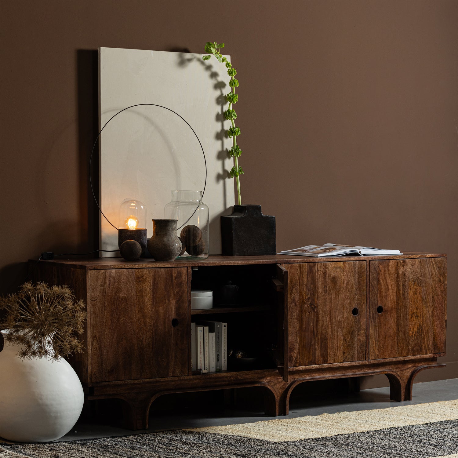 STAES DRESSOIR 4-DEURS MANGO HOUT WALNOOT