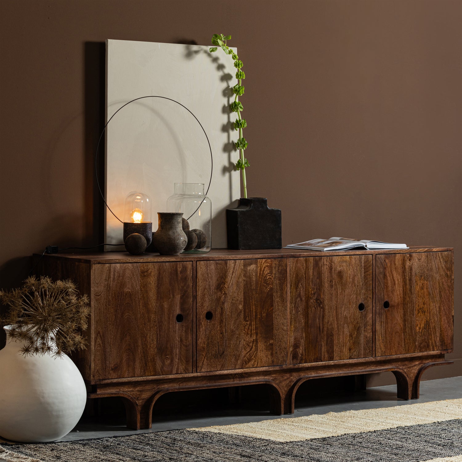 STAES DRESSOIR 4-DEURS MANGO HOUT WALNOOT