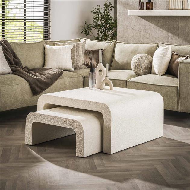 Salontafel set/2 bend stone / Marmer composiet