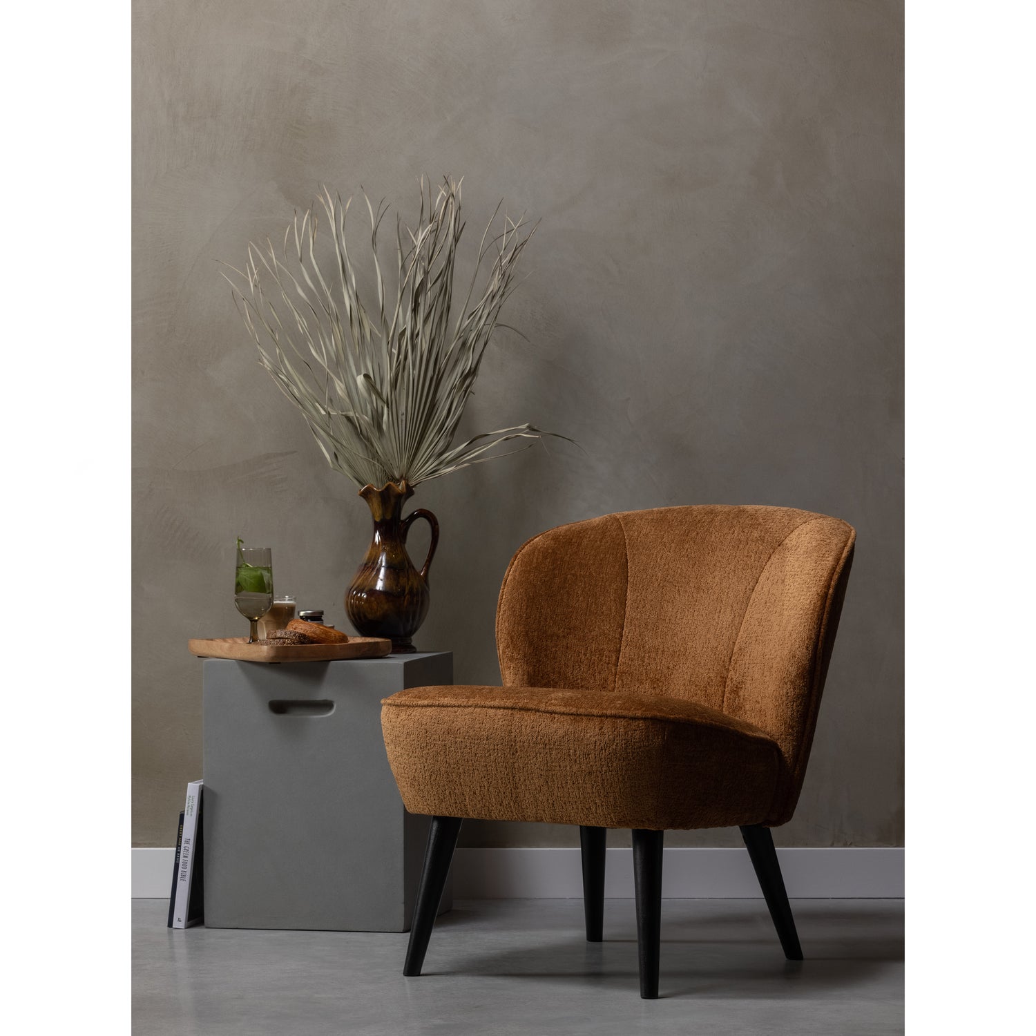 Sara Fauteuil Structure Velvet Cognac