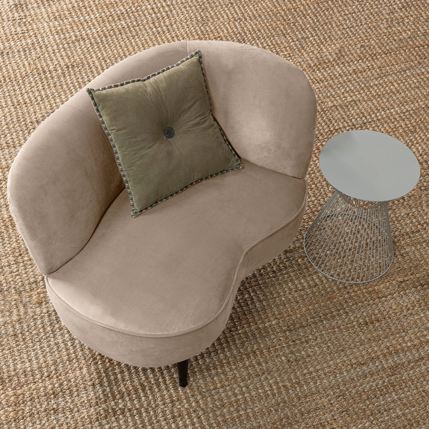 Sara Lounge Fauteuil Rechts Fluweel Khaki