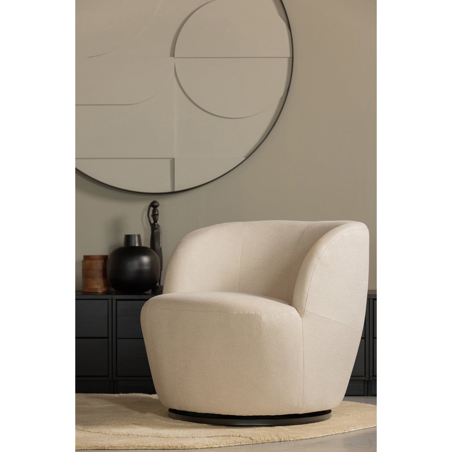 Serra Draaifauteuil Geweven Stof Off White