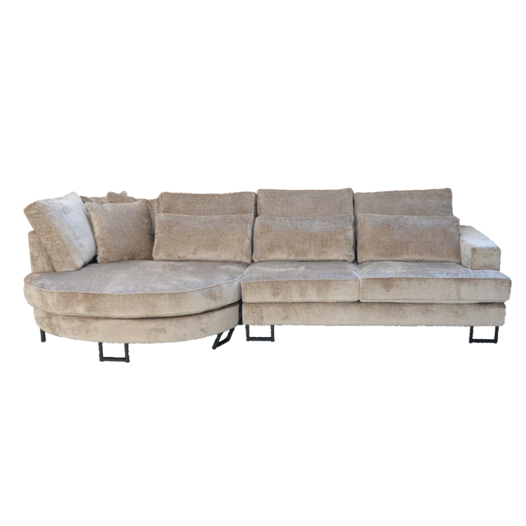 Showroommodel Hoekbank Pretty Structure Velvet Beige, zelf afhalen