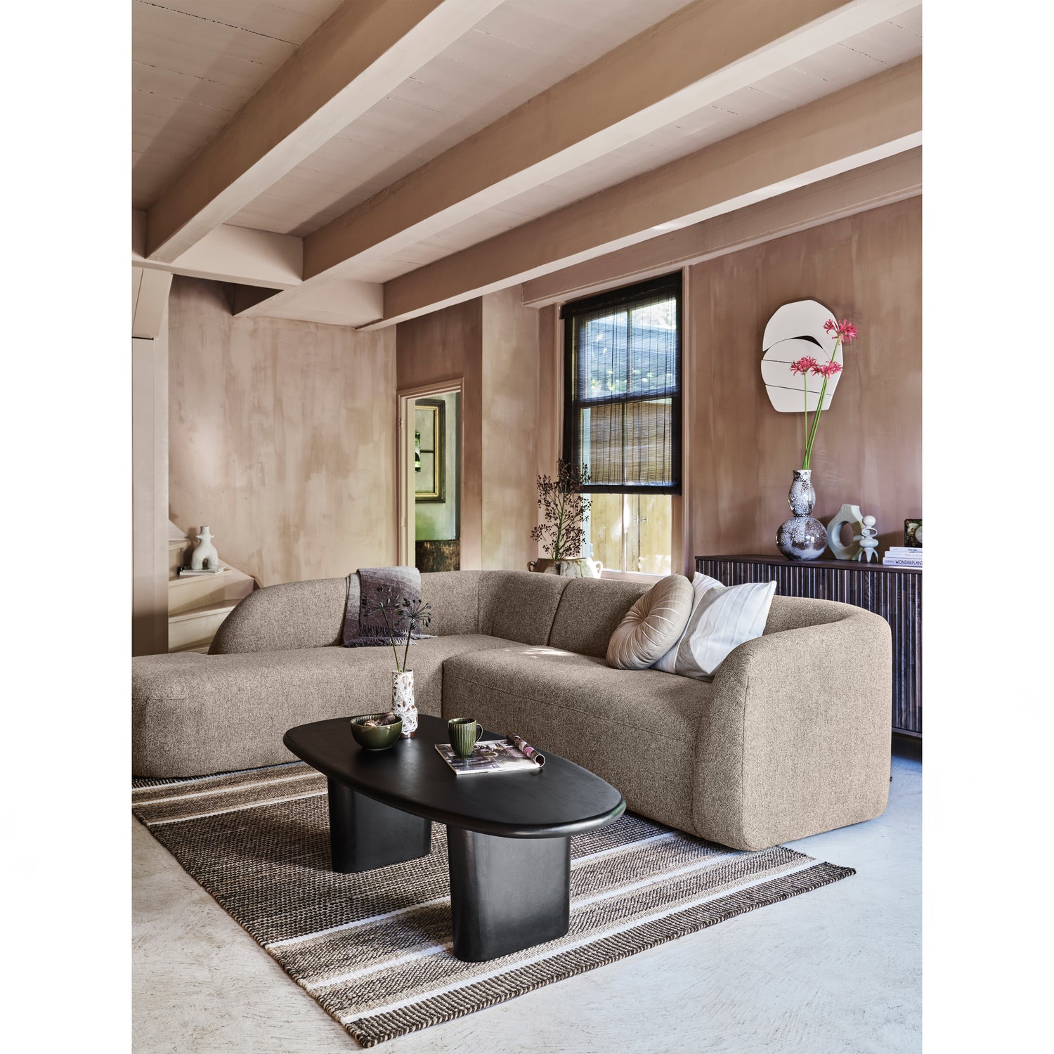 Sloping Hoekbank Links Naturel Melange