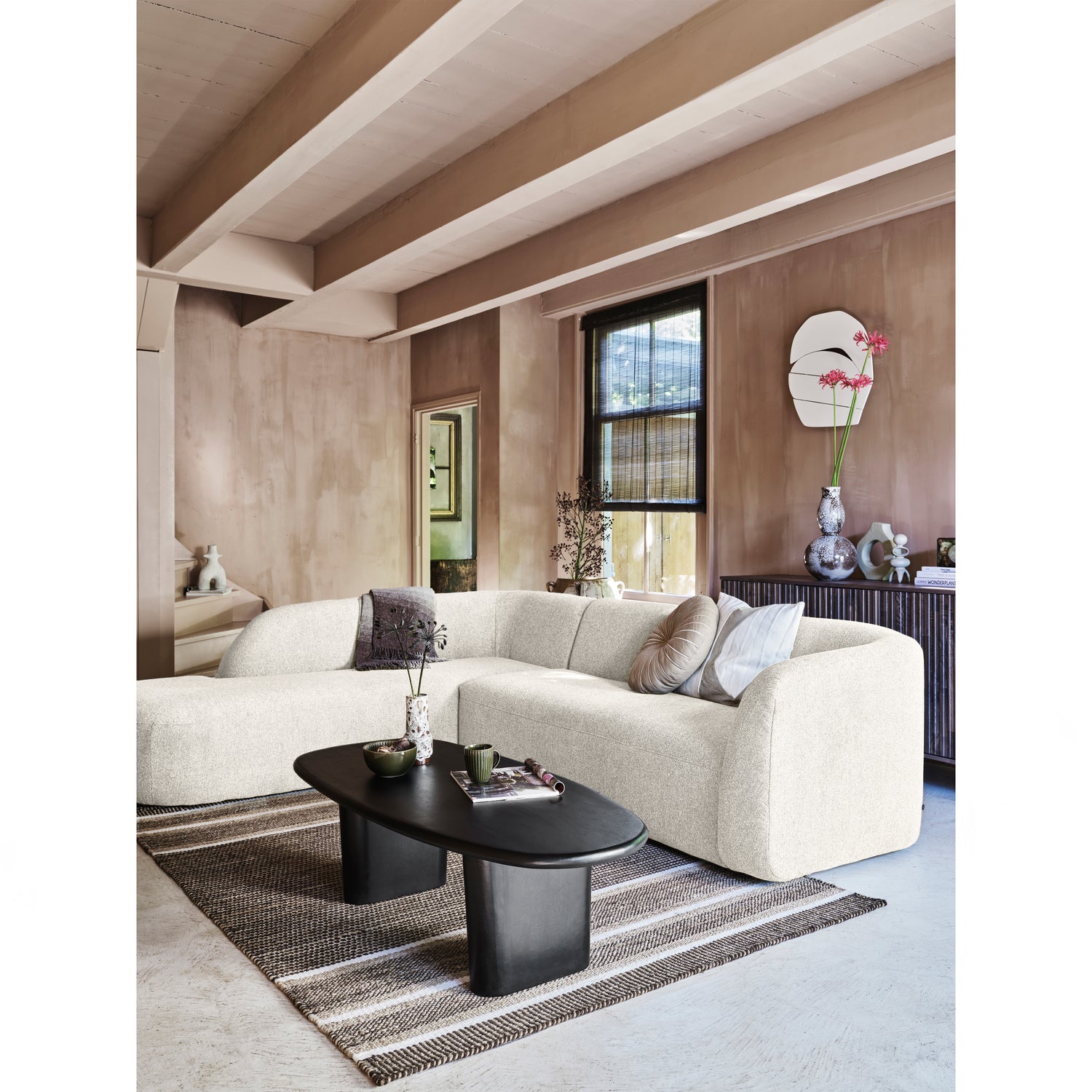 Sloping Hoekbank Links Pearl Melange