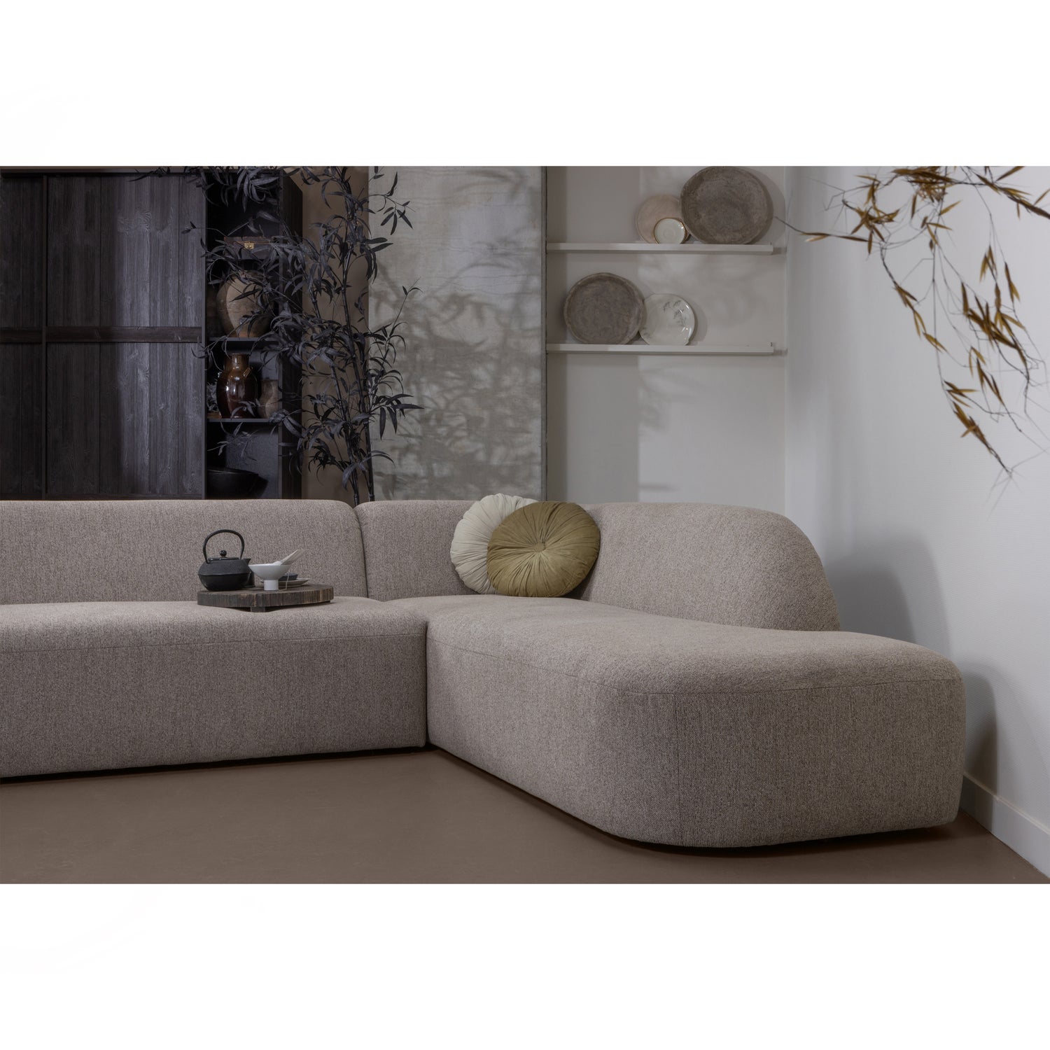 Sloping Hoekbank Rechts Naturel Melange