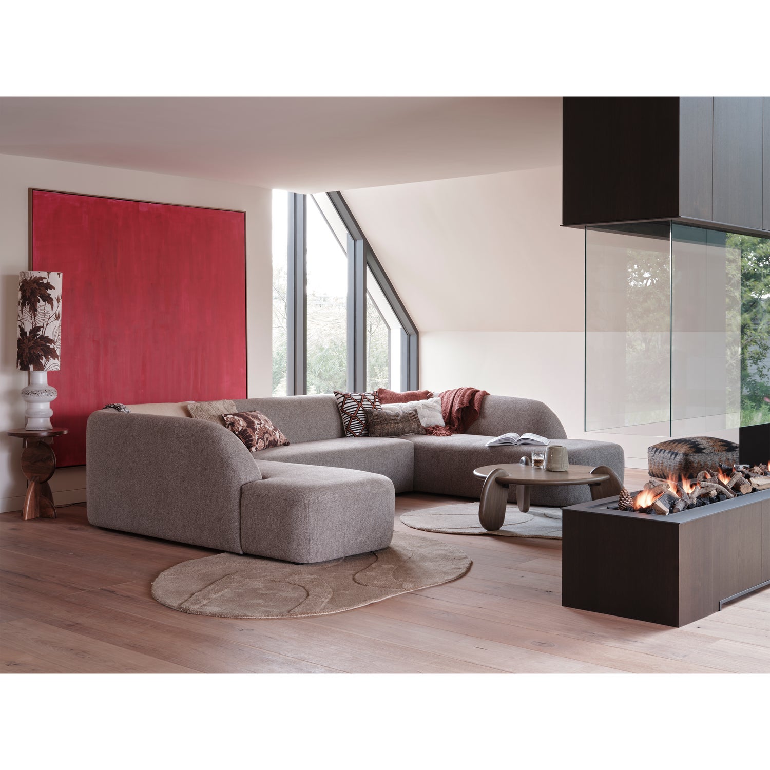 Sloping U-vorm Bank Grijs Melange