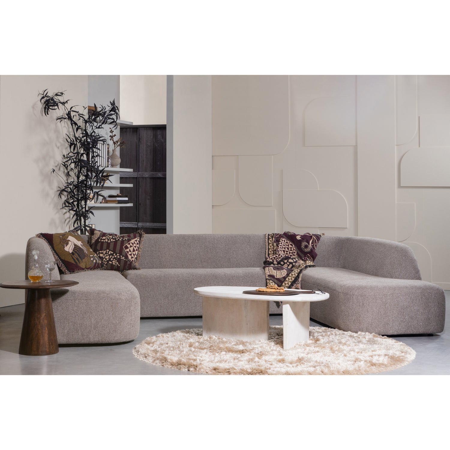 Sloping U-vorm Bank Grijs Melange
