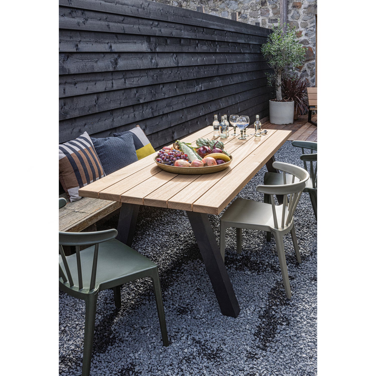 Tablo Outdoor Eettafel Ayous Naturel Met A-poot Metaal [fsc]
