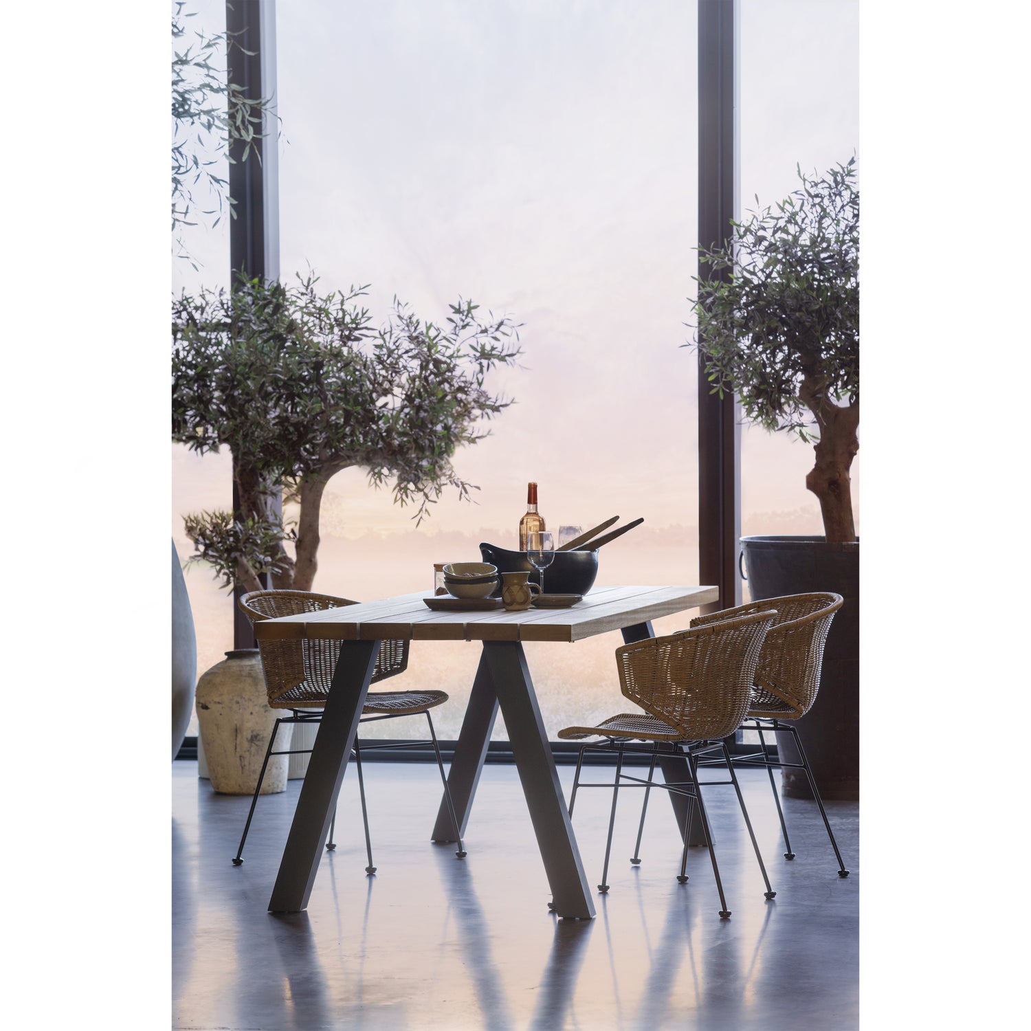Tablo Outdoor Eettafel Ayous Naturel Met A-poot Metaal [fsc]