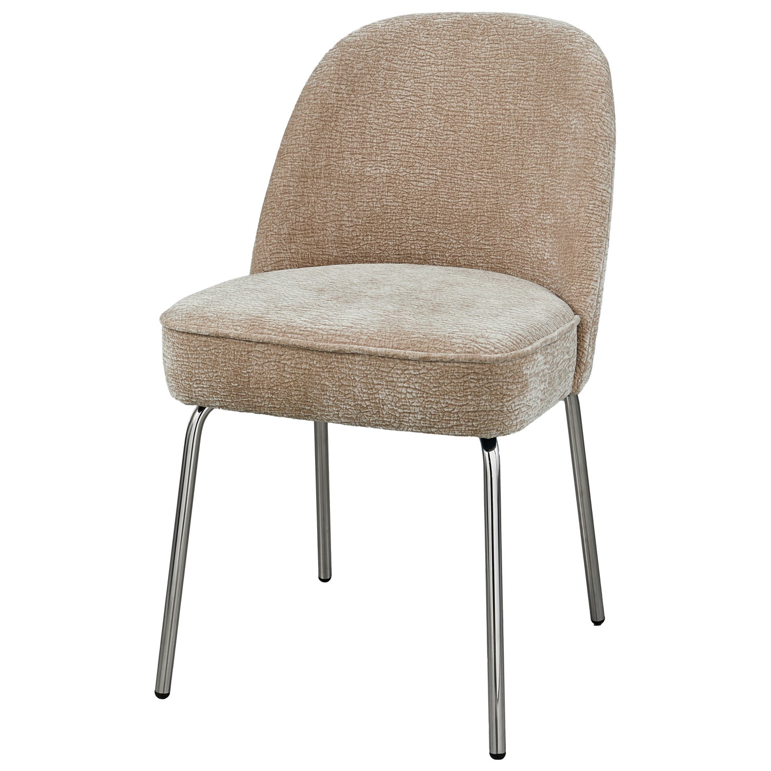VOGUE EETKAMERSTOEL 3D CHENILLE ZAND CHROME POOT