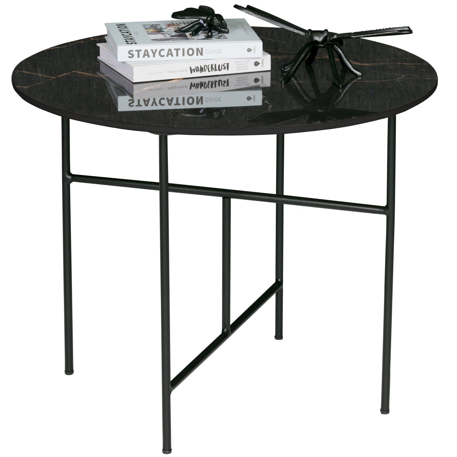 Vida Bijzettafel Met Zwart Marmeren Look Blad 48xØ60