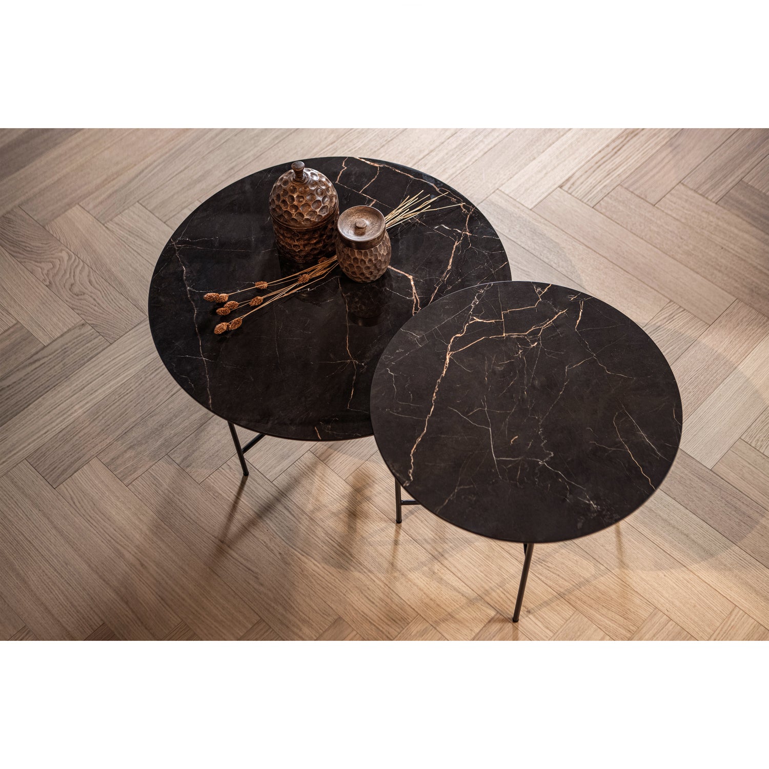 Vida Bijzettafel Met Zwart Marmeren Look Blad 48xØ60