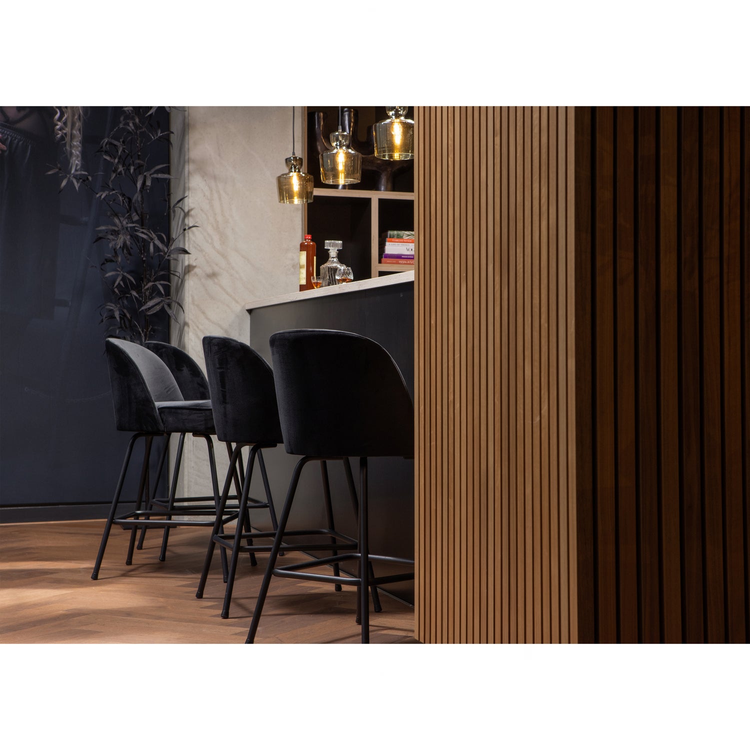 Vogue Barstoel 65cm Fluweel Zwart