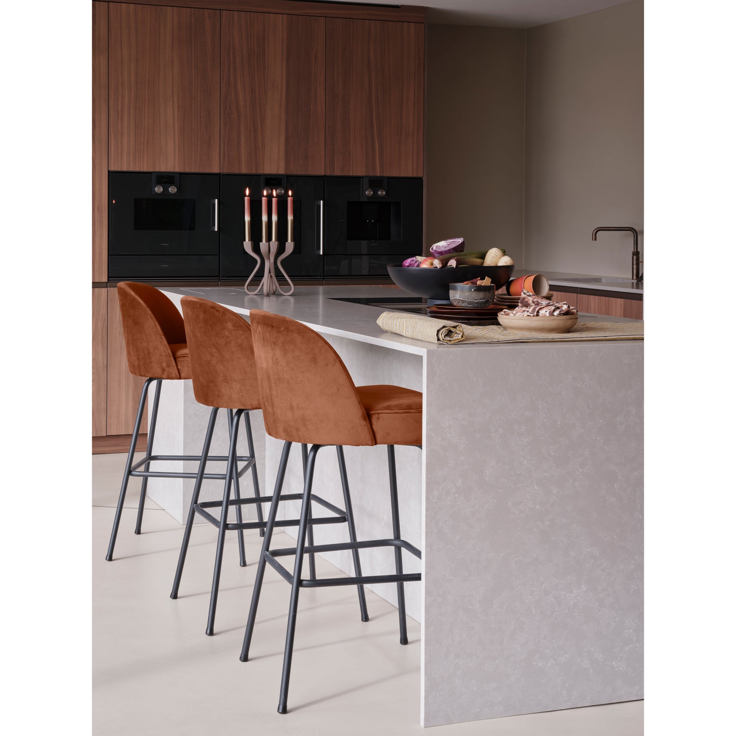 Vogue Barstoel 80cm Fluweel Roest