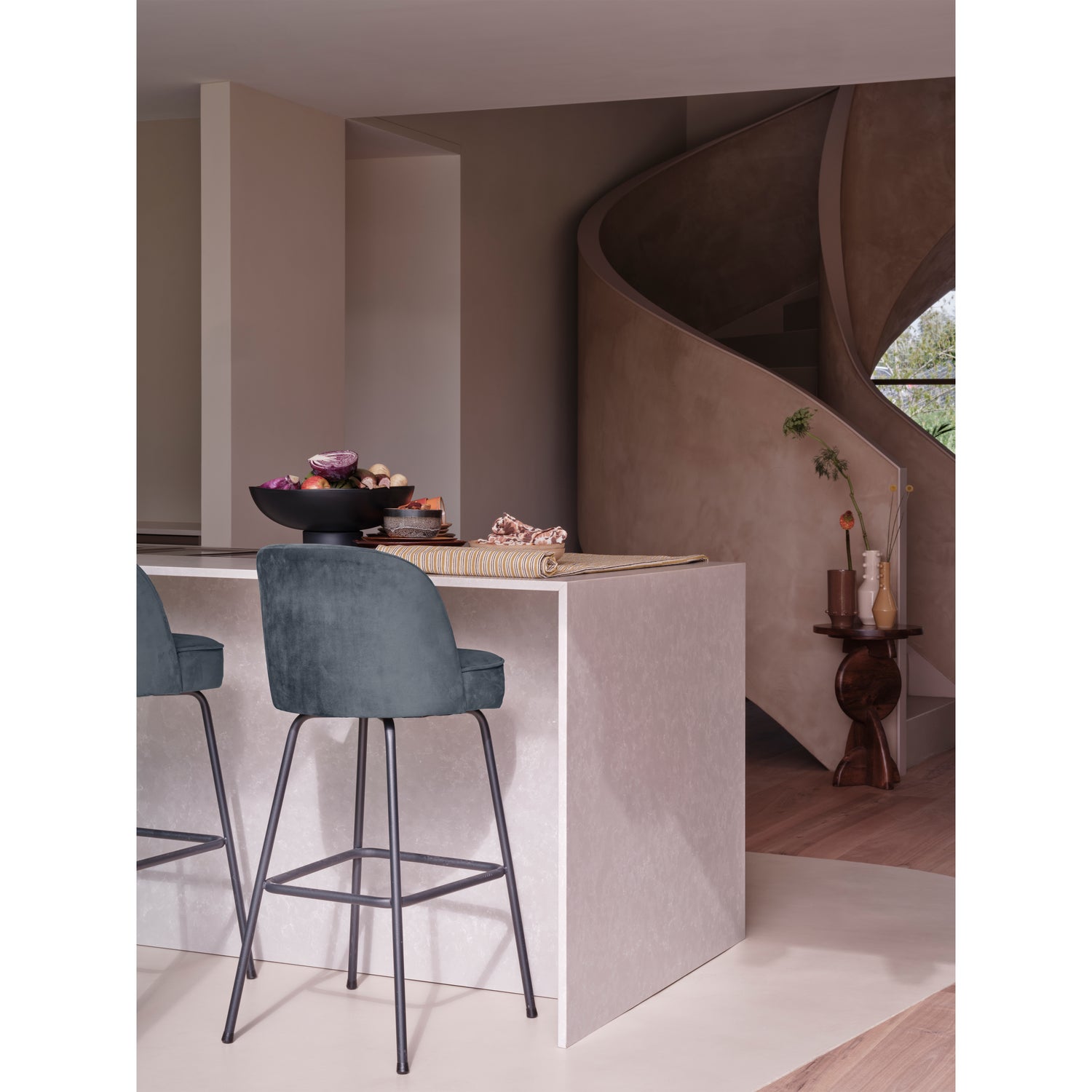 Vogue Barstoel 80cm Fluweel Teal