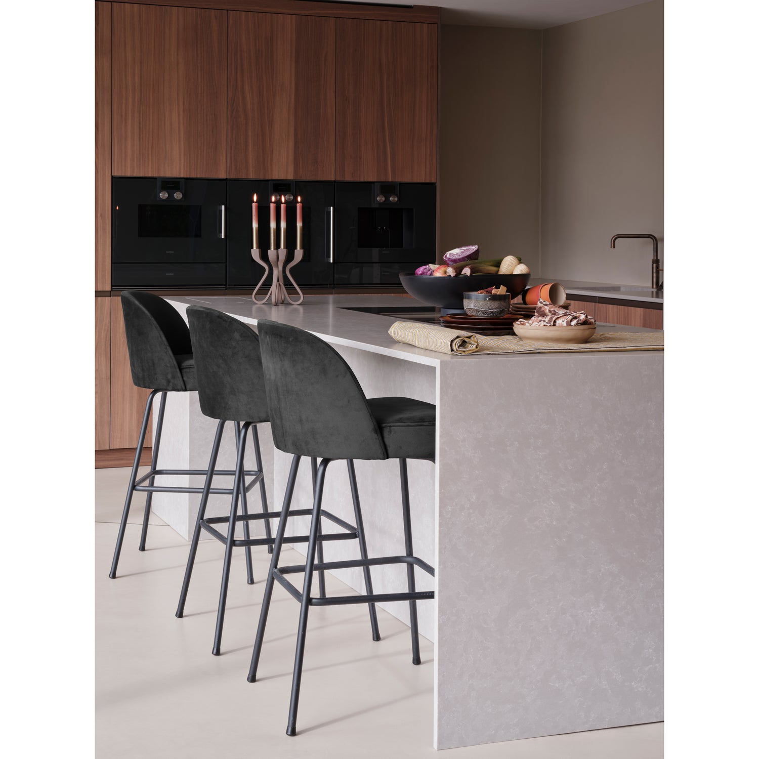 Vogue Barstoel 80cm Fluweel Zwart