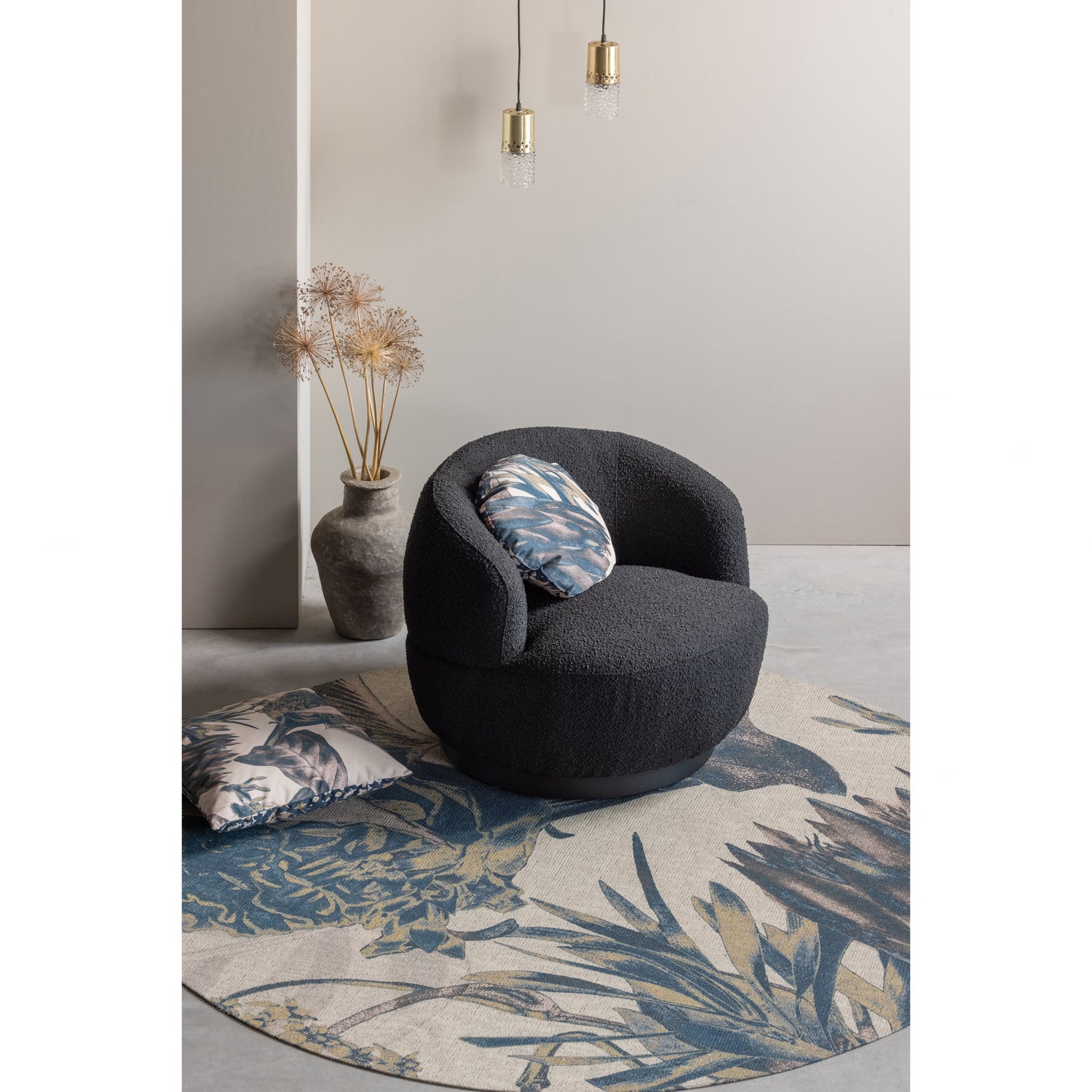 Woolly Draaifauteuil BouclÉ Antraciet