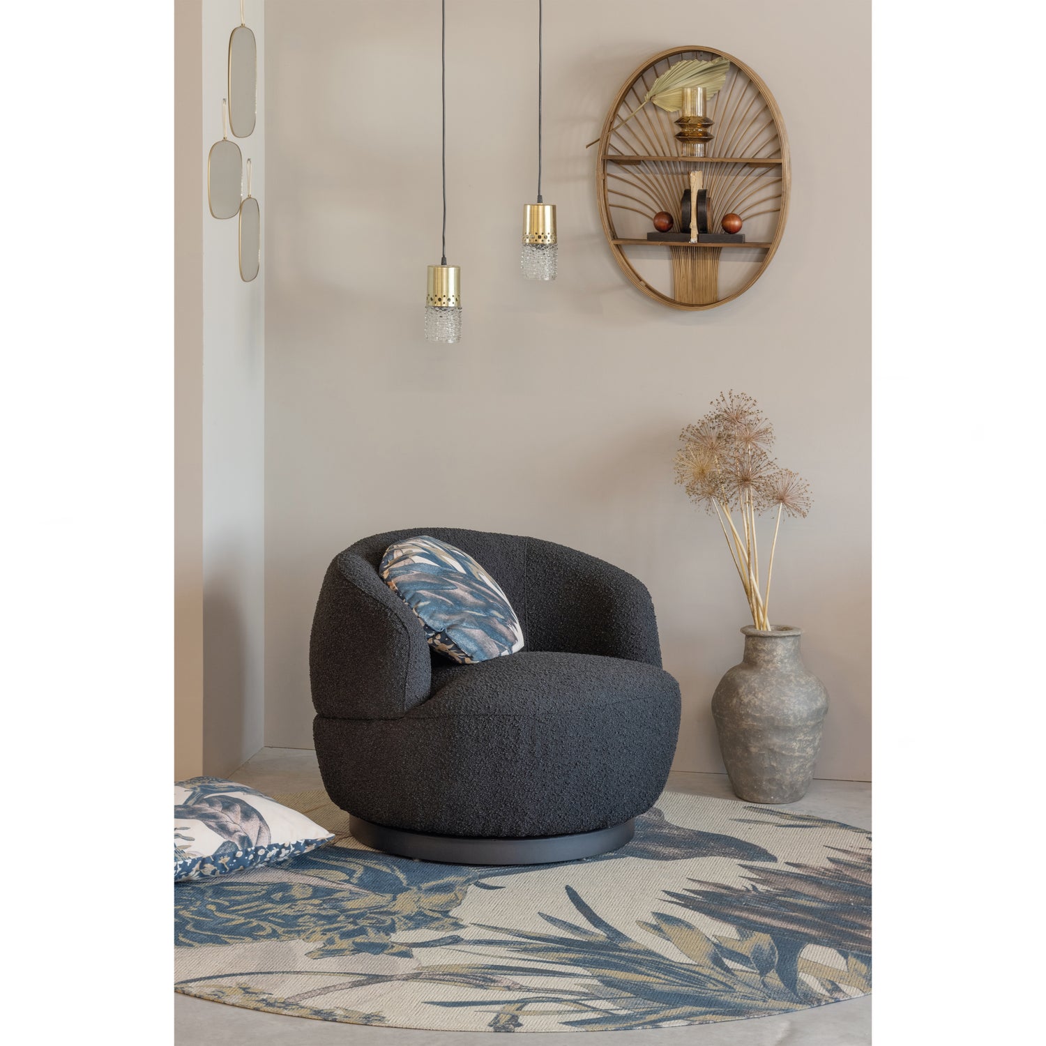 Woolly Draaifauteuil BouclÉ Antraciet
