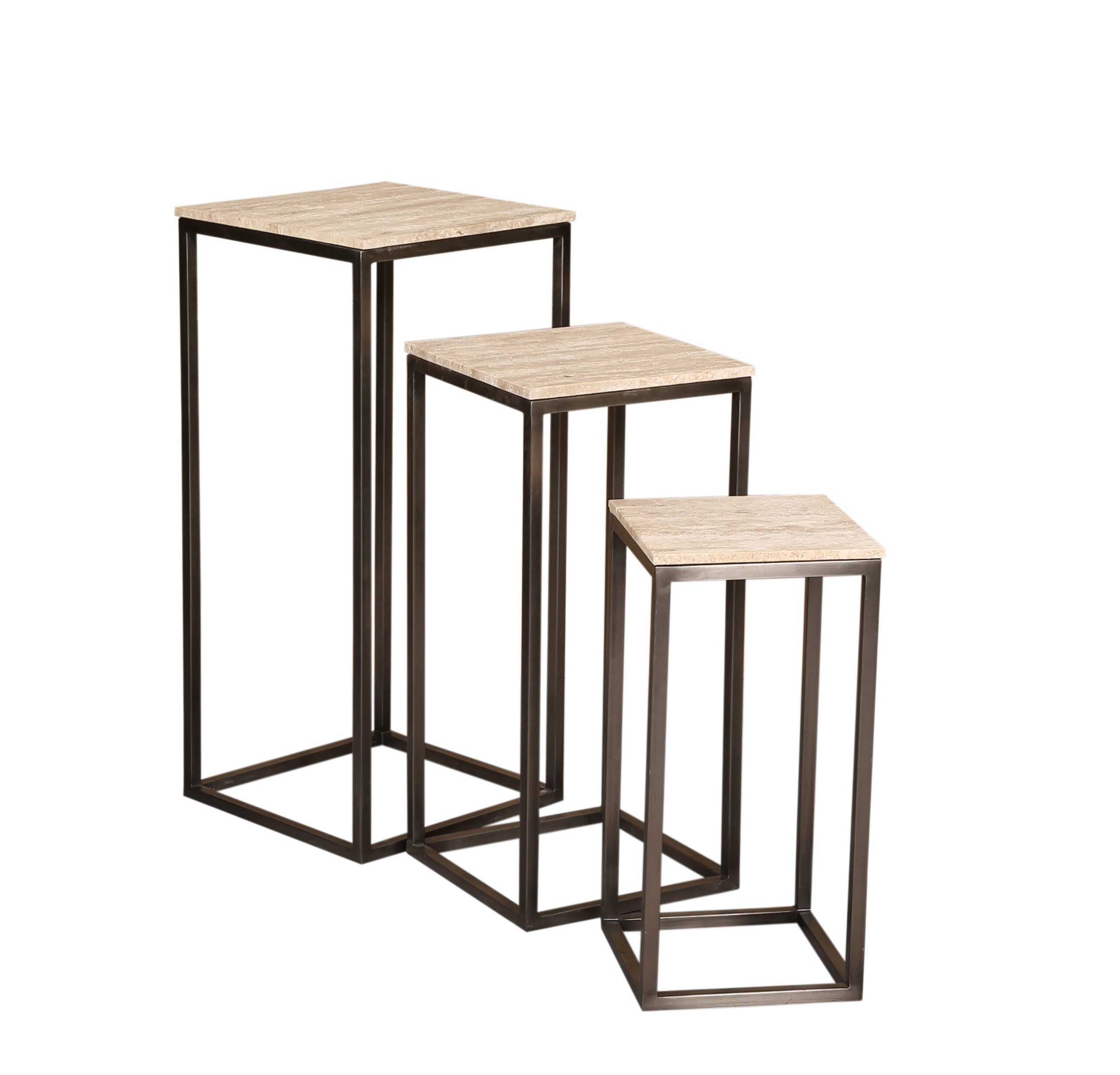 Zoah Black Travertine square sidetable SV3