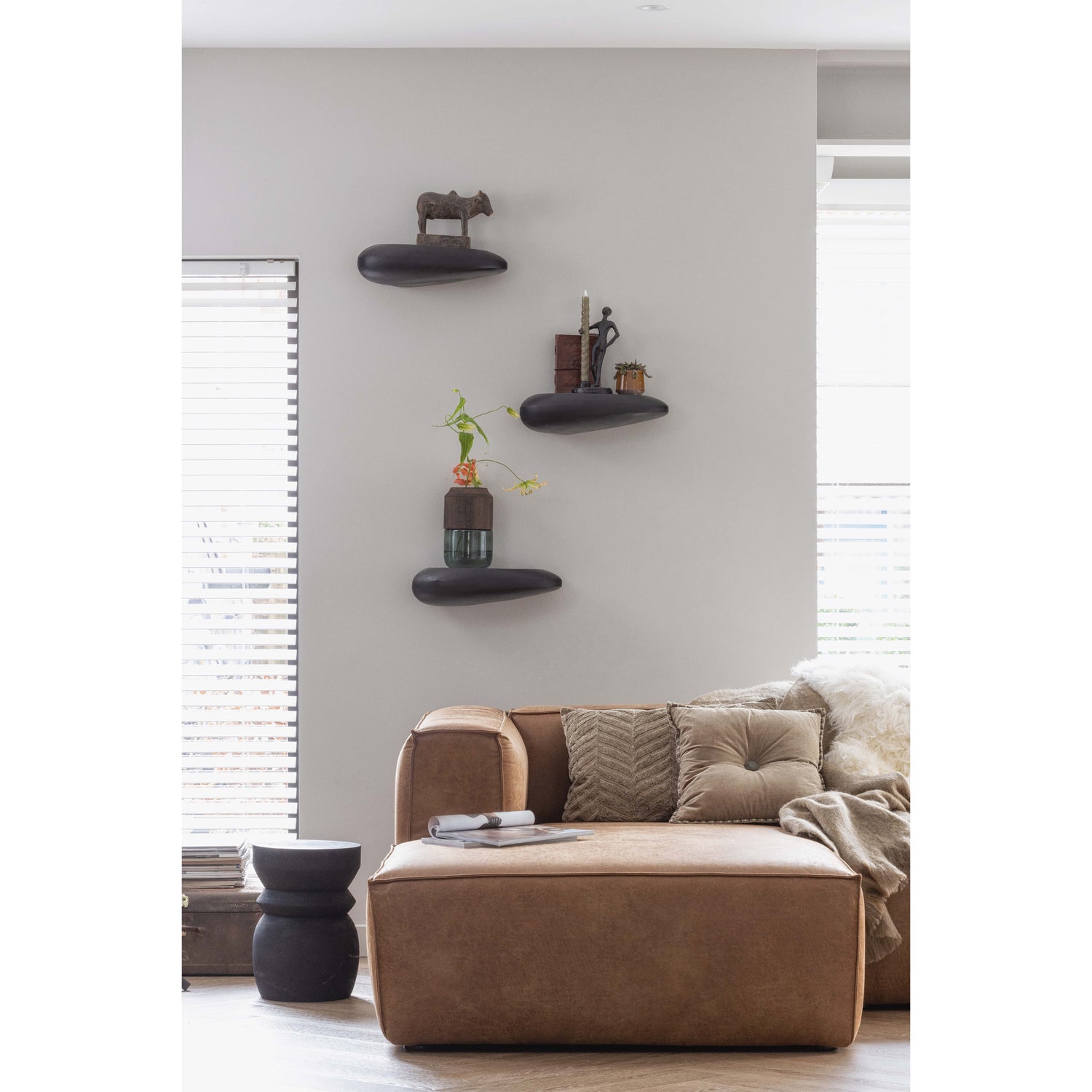 Bikkel Kruk Hout Zwart 40xØ28cm