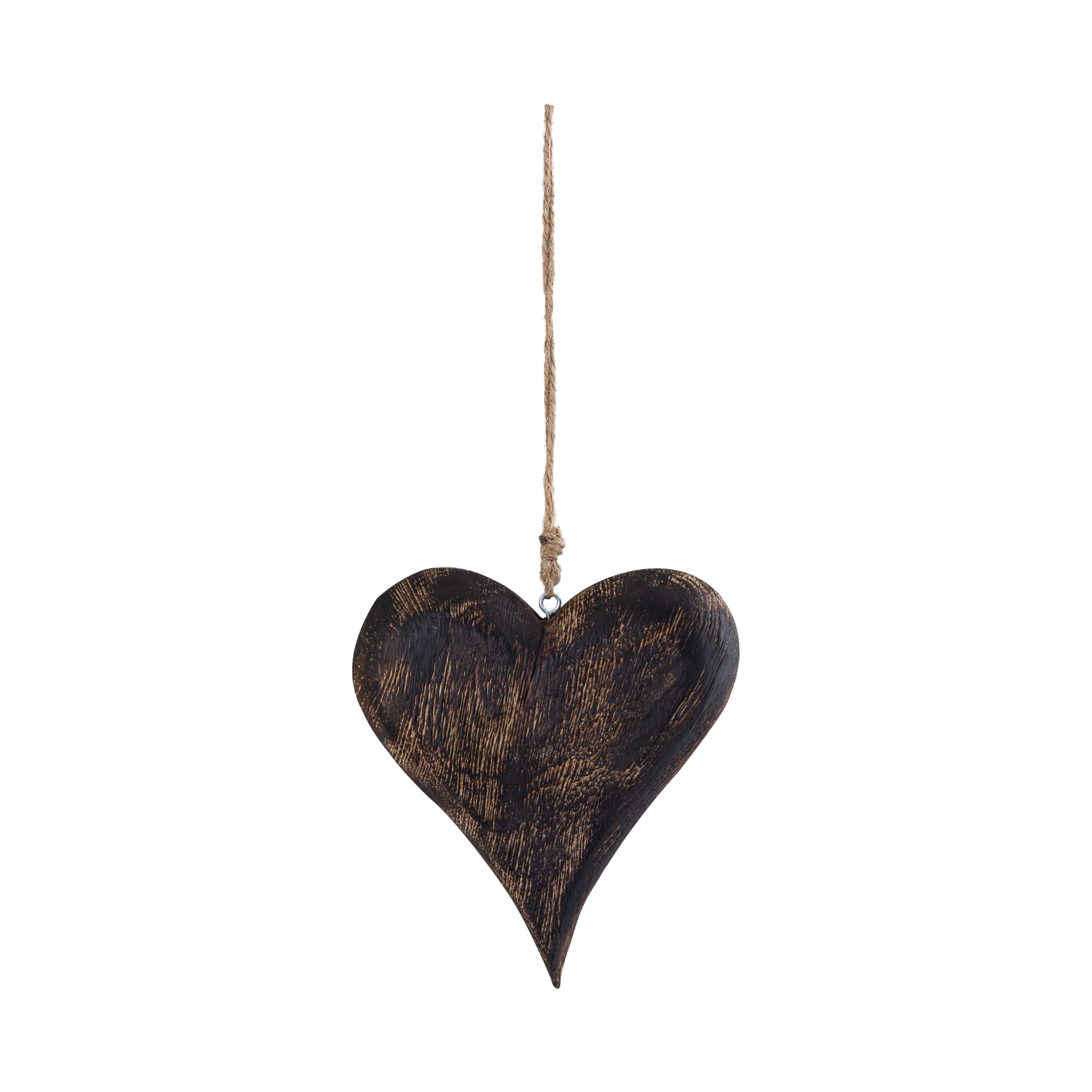 Carin Brown wood hanging heart with beads L