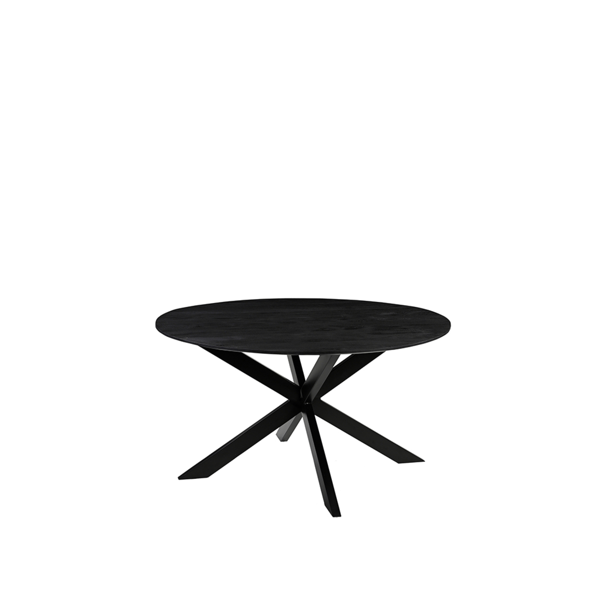 Eetkamertafel Otis - Zwart - Mangohout - 130 cm - Rond