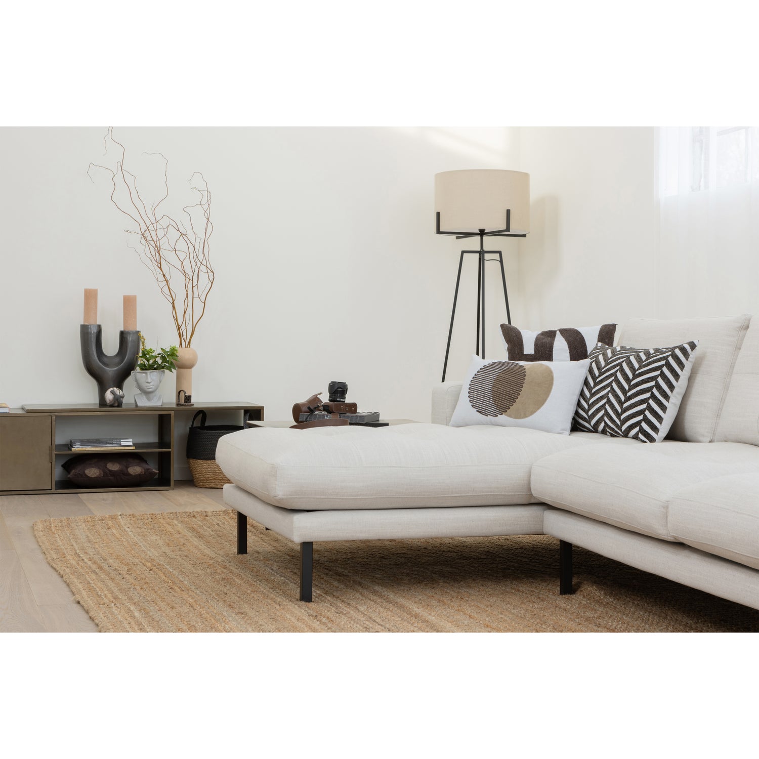 Holly Vloerlamp Zwart/naturel