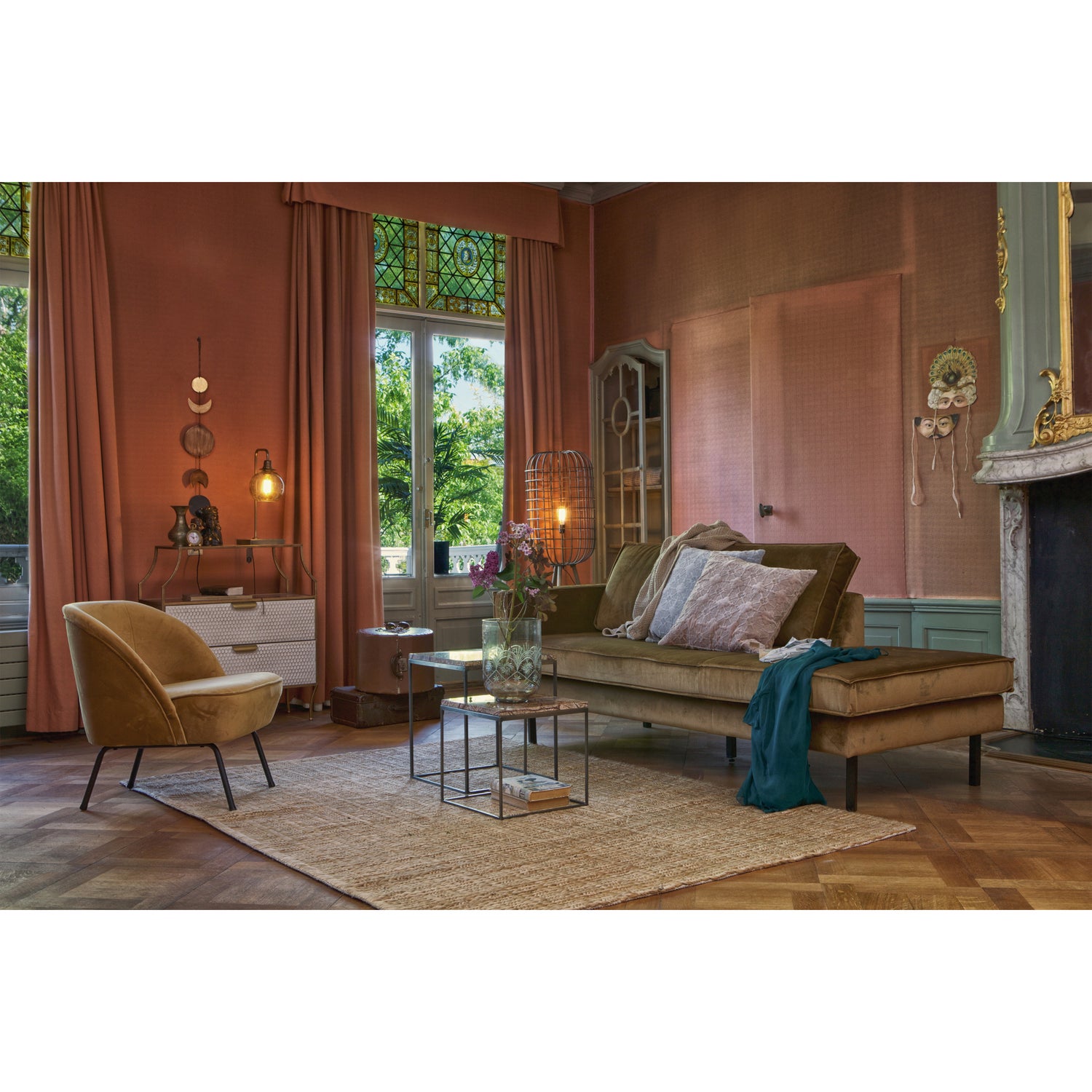 Rodeo Daybed Right Velvet Honing Geel