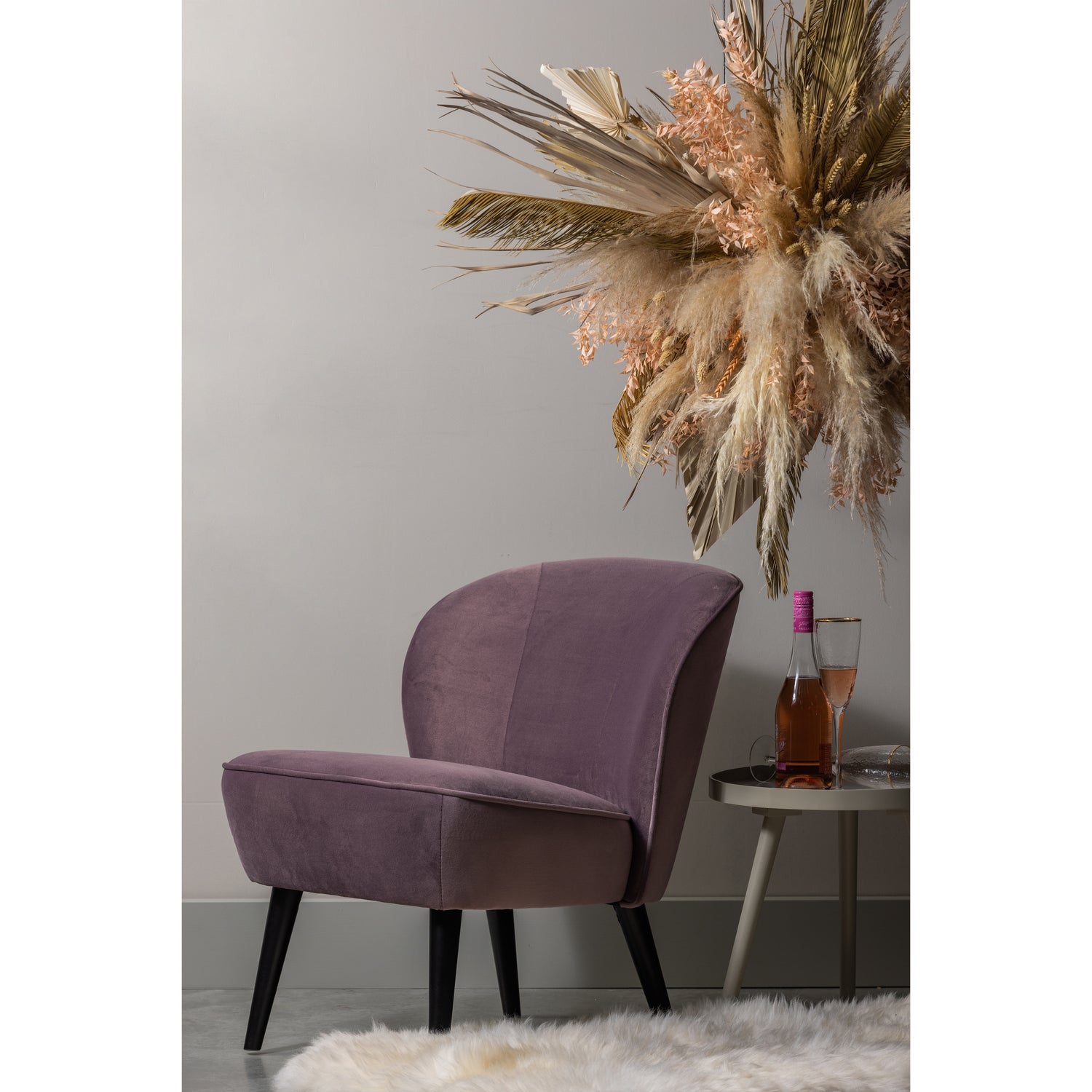 SARA FAUTEUIL FLUWEEL WARM LILA