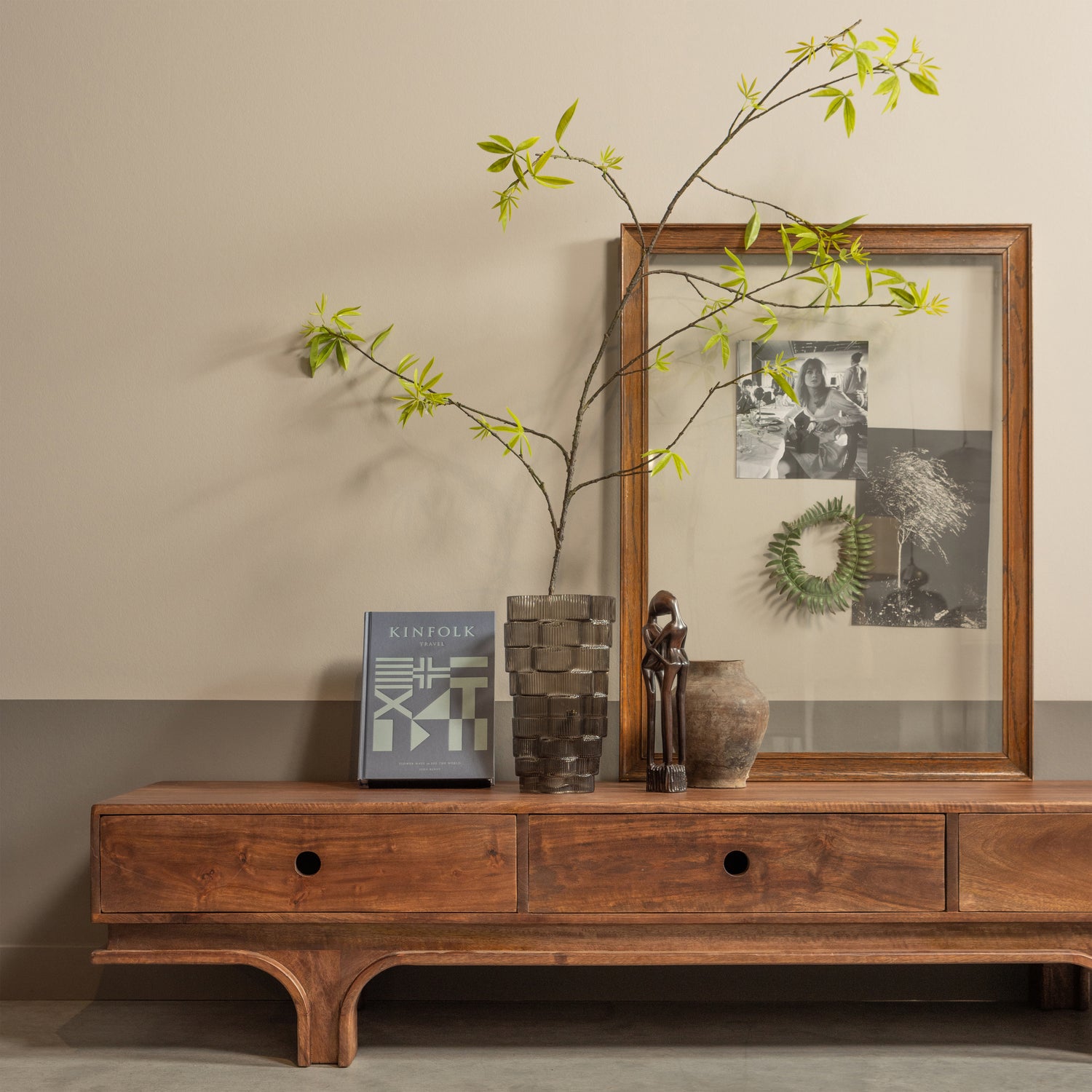 STAES TV-MEUBEL 3 LADES MANGO HOUT WALNOOT