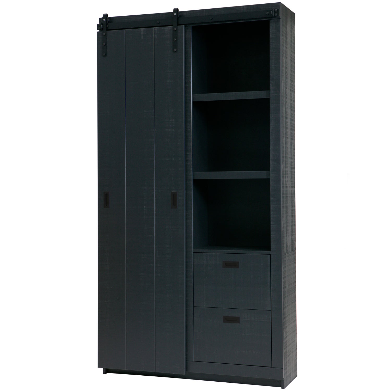 Slide Kast Barn Bezaagd Mat Zwart [fsc]