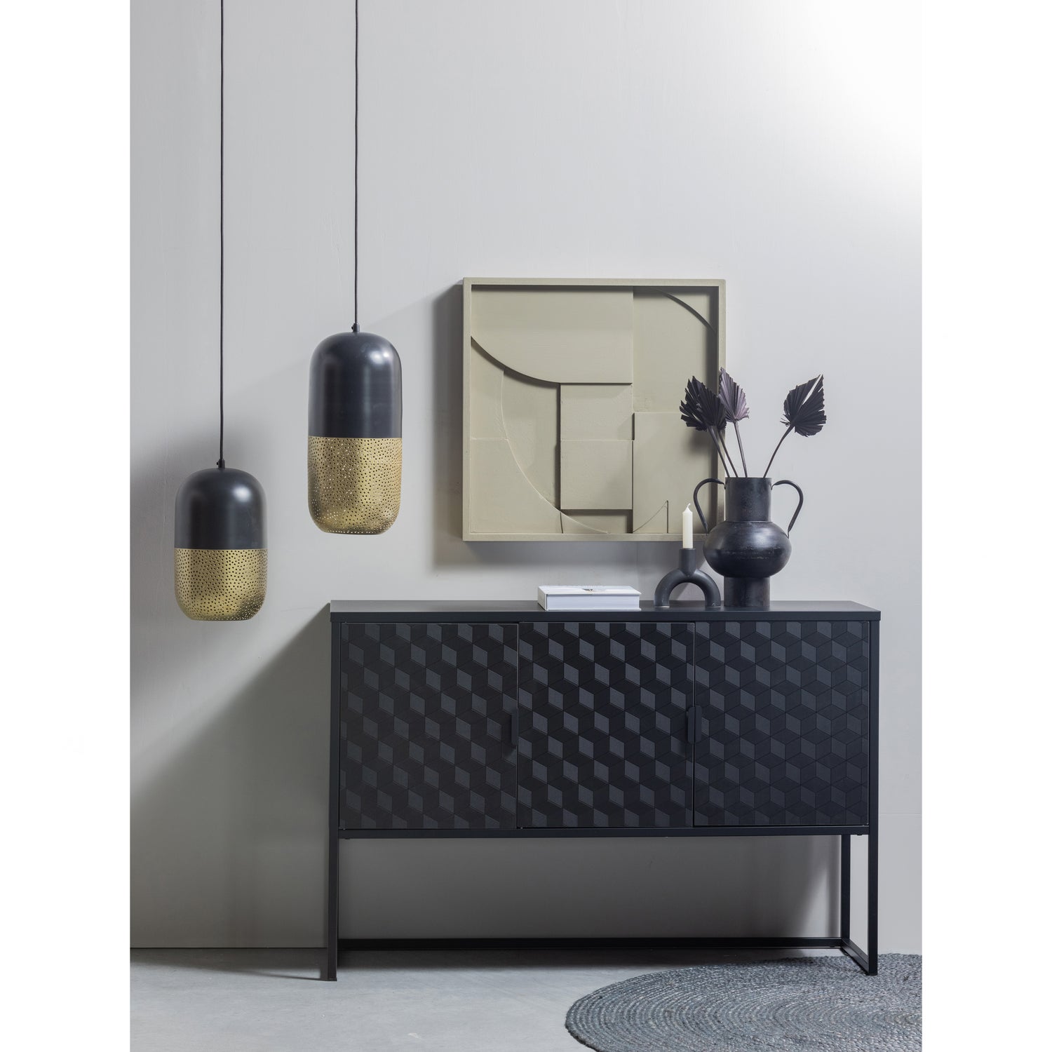 Tirsa Hanglamp 36cm Metaal Zwart Brass