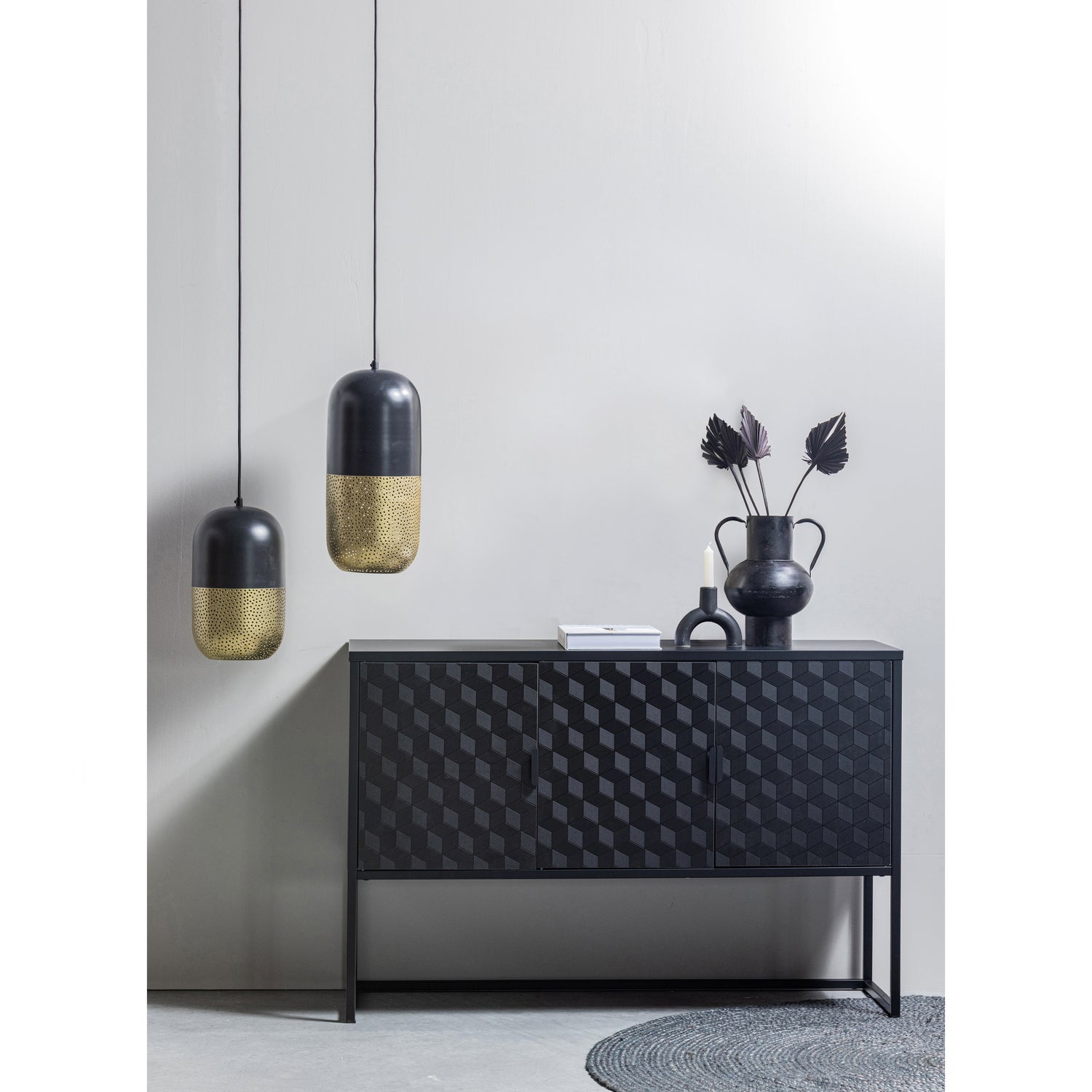 Tirsa Hanglamp 46cm Metaal Zwart Brass