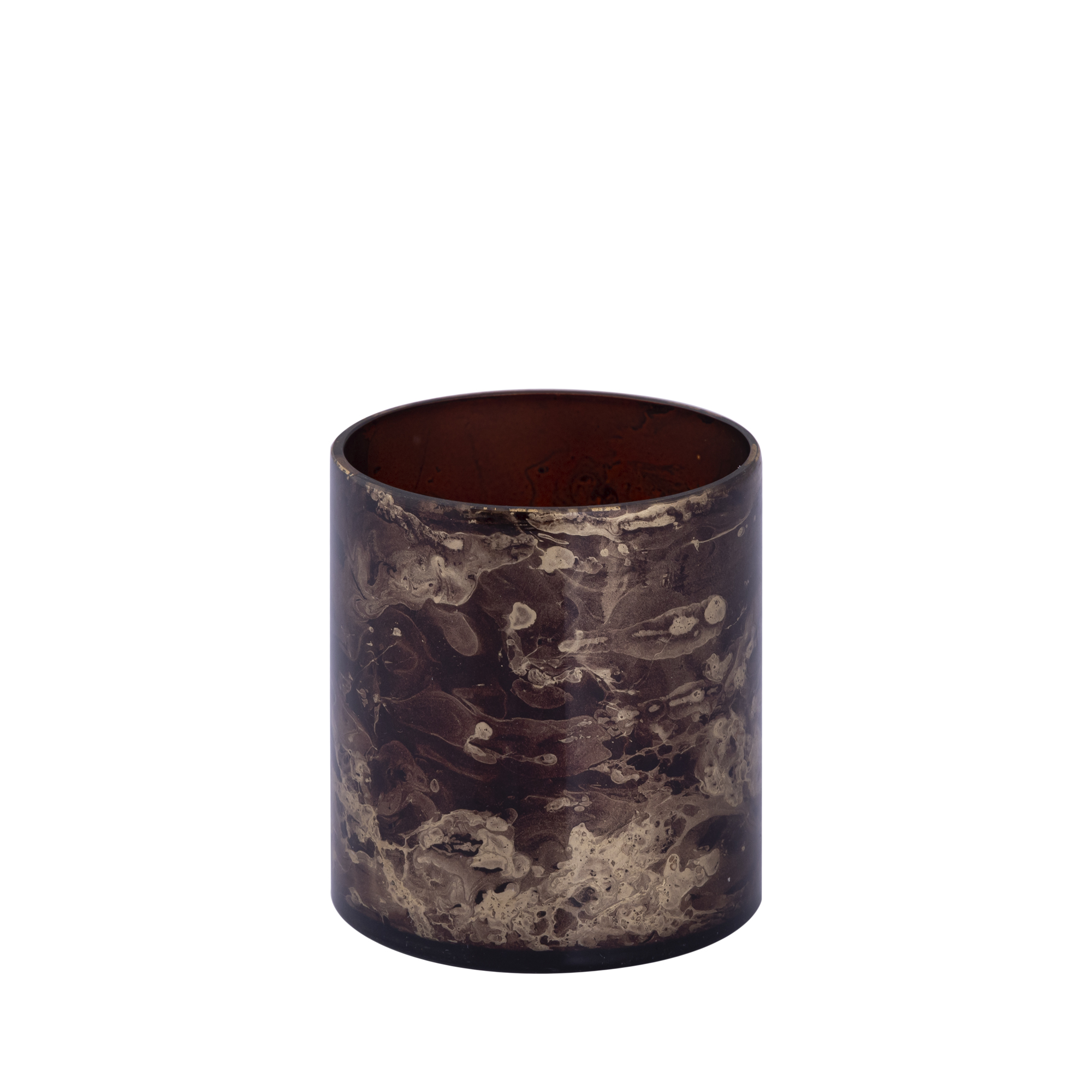 Tyreese Brown glass tealight gold marble finish S
