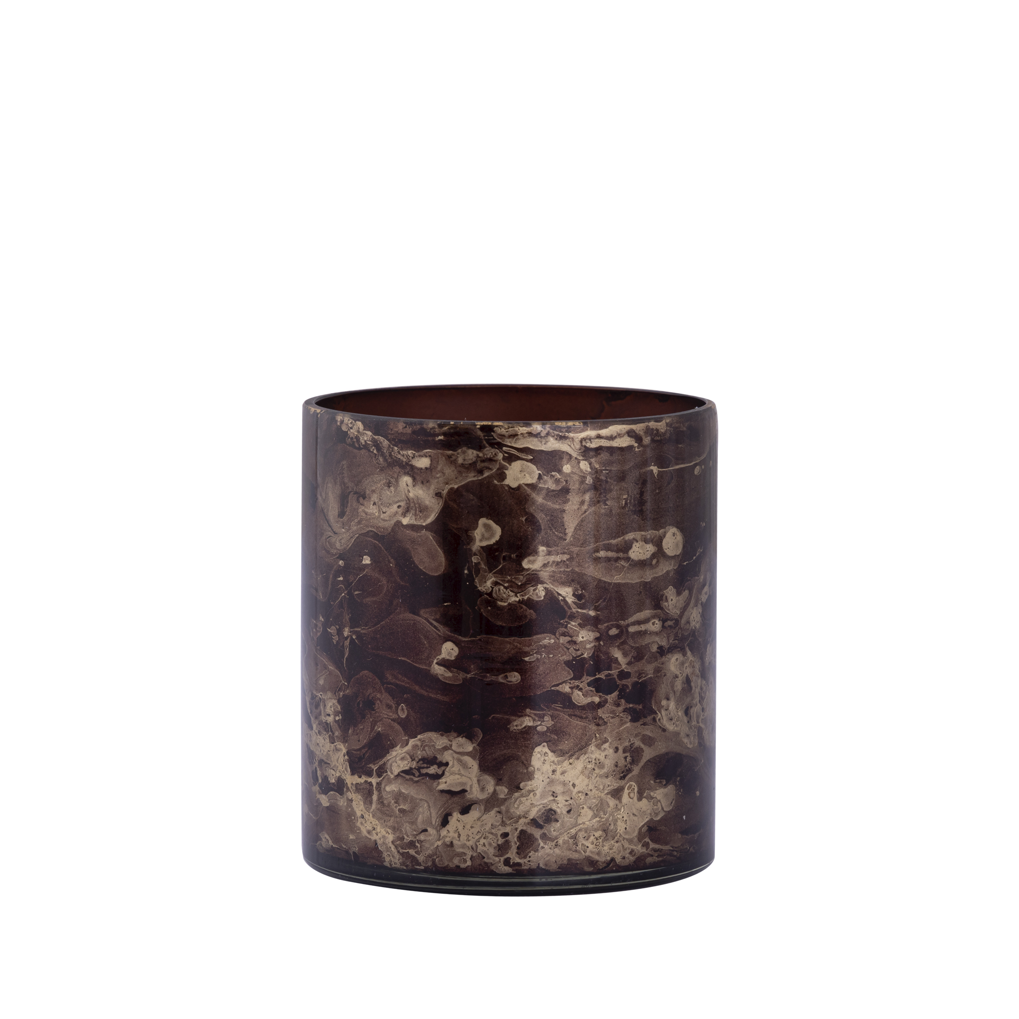 Tyreese Brown glass tealight gold marble finish S