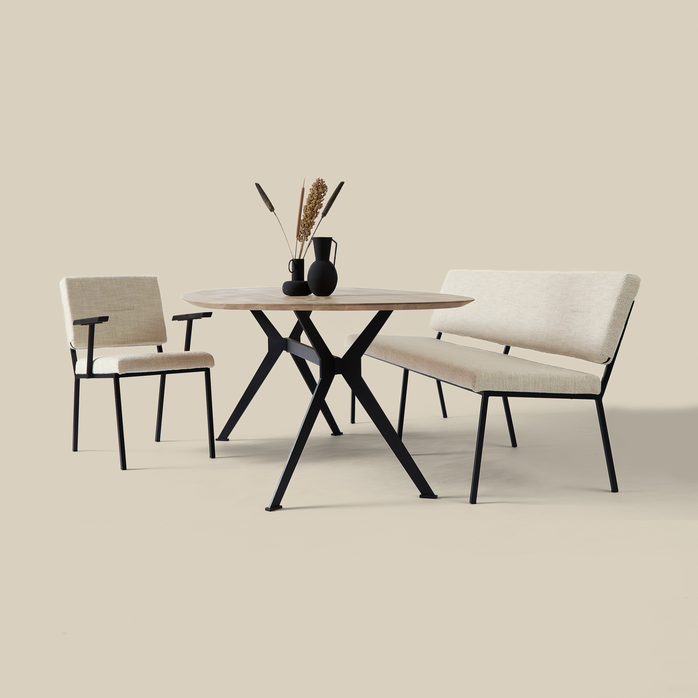 Eetkamerstoel Soho met armleuning Beige
