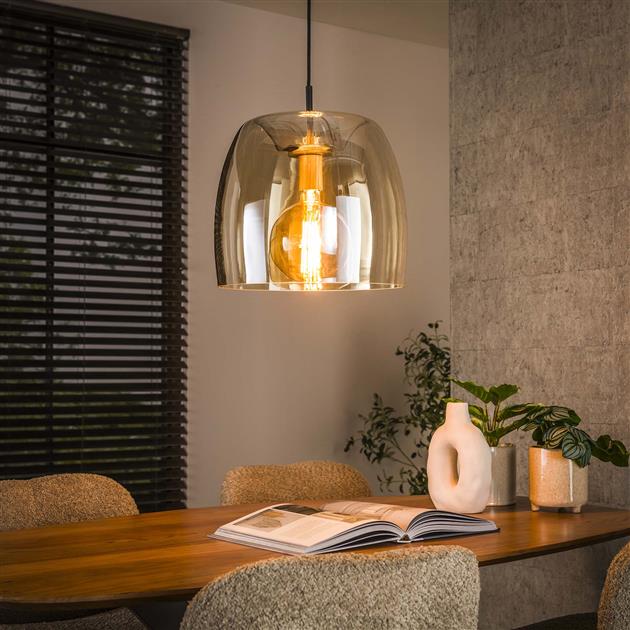 Hanglamp 1L drift glass / Amber color glas