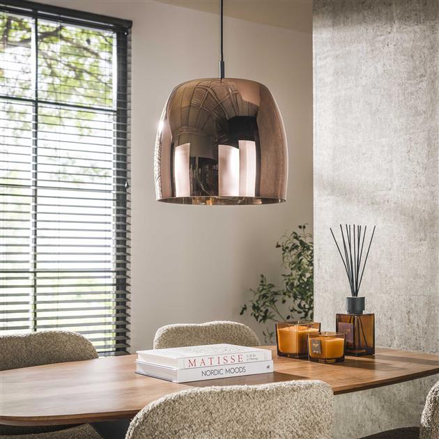 Hanglamp 1L drift glass / Copper color glas