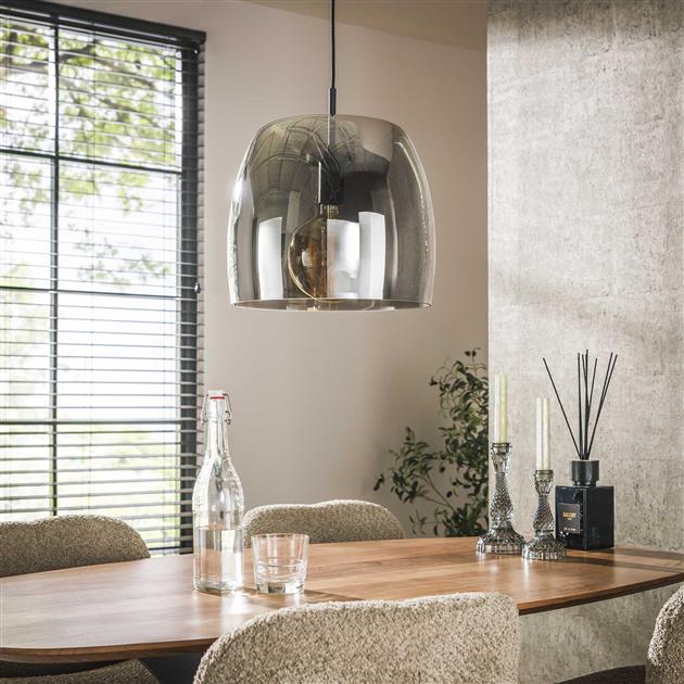 Hanglamp 1L drift glass / Smoke grey glas